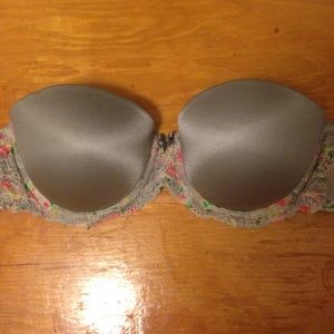 Gray Strapless PINK Victoria Secret Bra