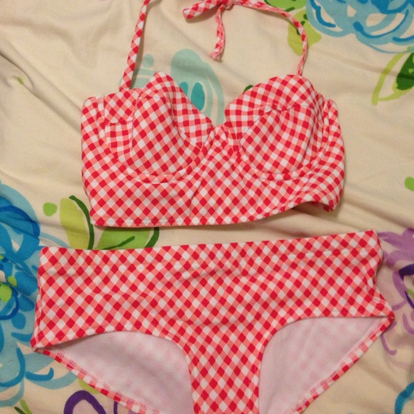 PacSun Other - Hipster style red plaid bikini with high waisted