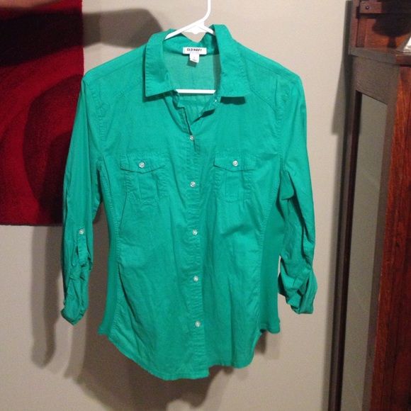 Green Old Navy Women's Button Up