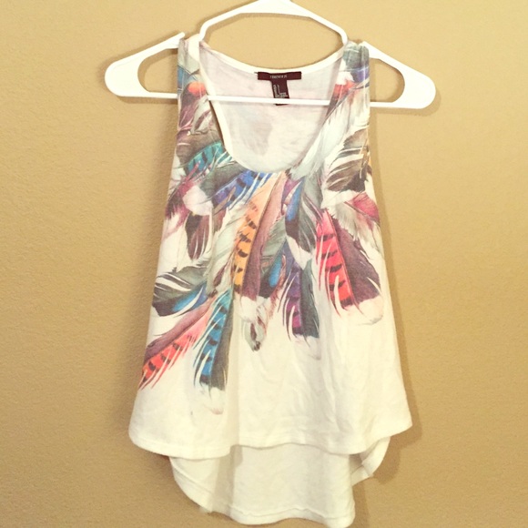 Racerback white feather tank top