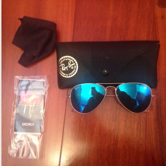 Ray ban blue mirror flash aviator sunglasses