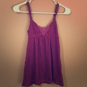 Purple tank top with crotchet neckline