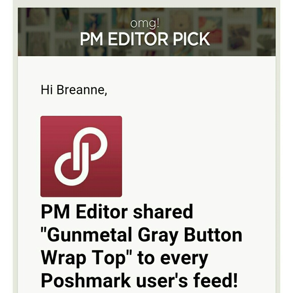 RESERVED PM Editor & HP🌹 Gunmetal Button Wrap Top - Picture 4 of 4