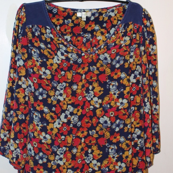 Anthropologie Bright Floral Blouse