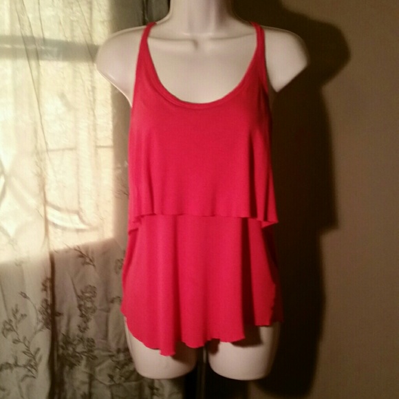 Flattering fushcia layered tank top... OLD NAVY