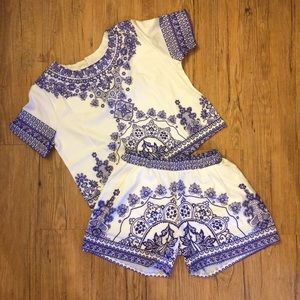 **Brand New** Blue & White Short Set