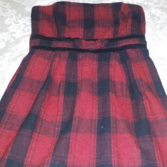 Plaid strapless bow dress Forever 21