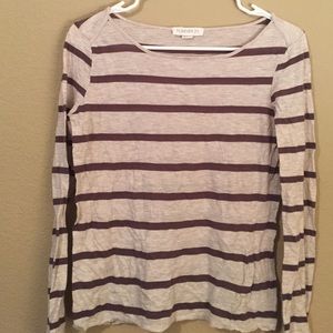 Tan and brown stripped long sleeved shirt