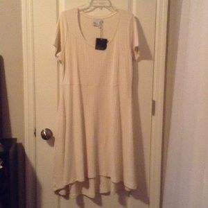 Cream Textured Skater Dress