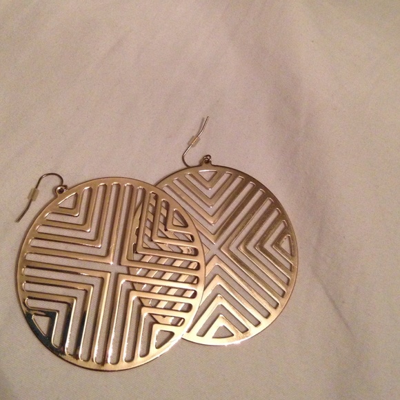 Gold Aztec hoop earrings