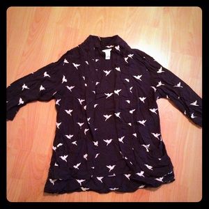 Navy blazer with bird design
