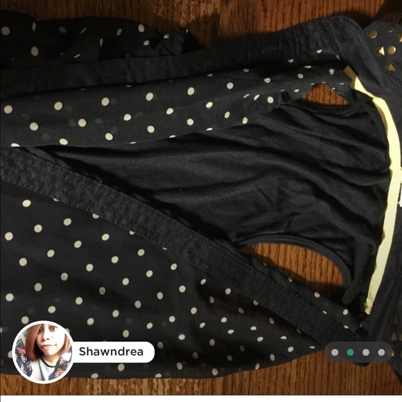 Sleeveless, sheer in the front, polka dot, top. - Picture 1 of 1