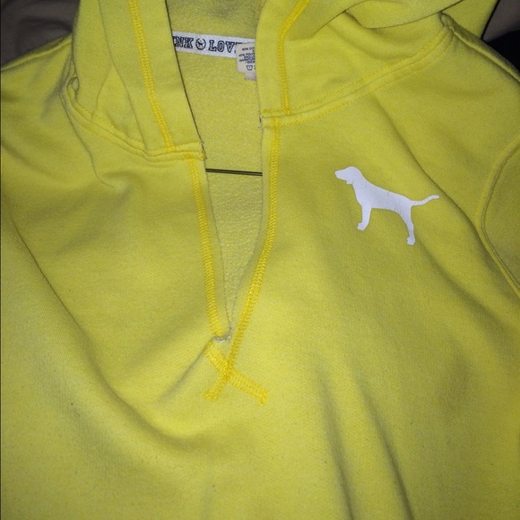 Yellow v neck PINK hoodie