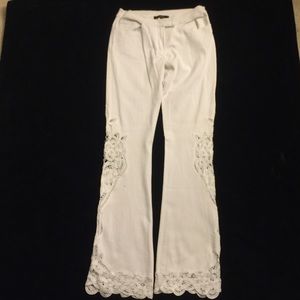 FINAL SALE white jeans with lace on sides & bottom