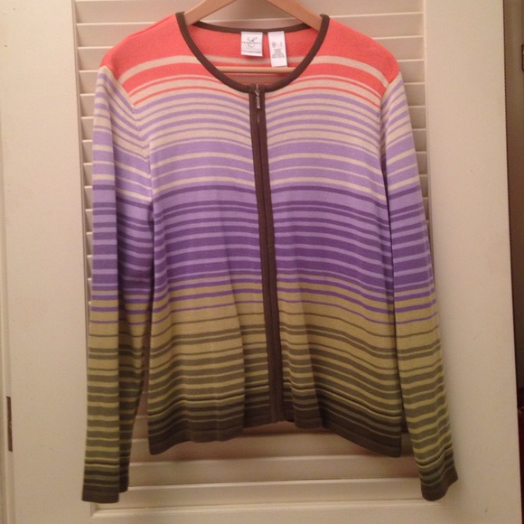 NWOT Rainbow zip-up vintage sweater