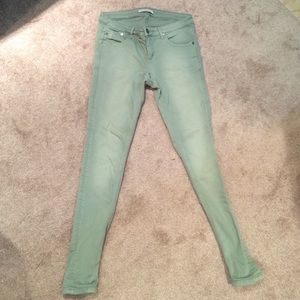 VICTORIA BECKHAM Green Wash Denim Pants