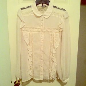 ASOS Chiffon Ruffle and Lace Button up Blouse