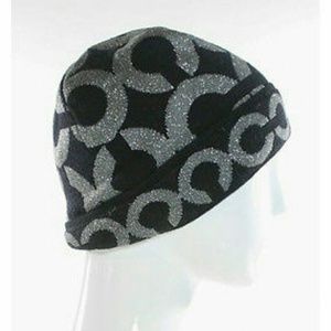 Black and silver coach beanie