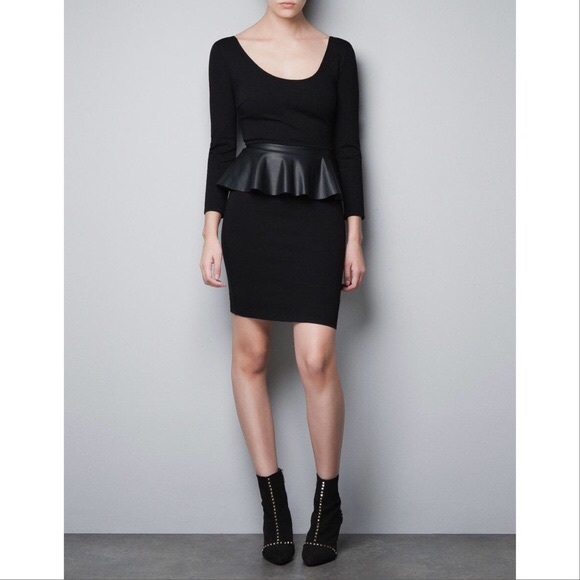 ❌SOLD ON DEPOP❌ Zara leather peplum dress M