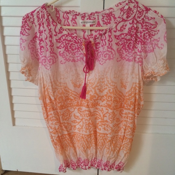 Aeropostale Multi Colored Peasant Top - Picture 2 of 3