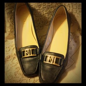 Very Nice Navy Leather L Ralph Lauren Loafers