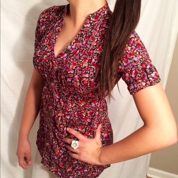 Long, floral tunic style top with empire waist