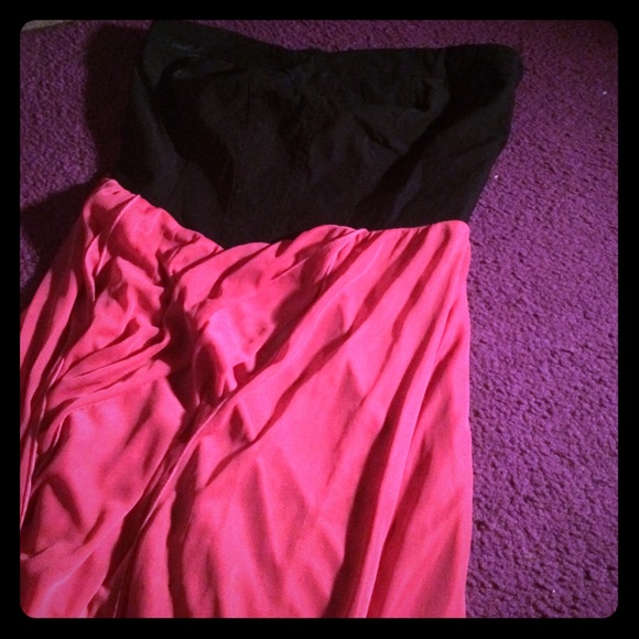 Pink and black zip up dress