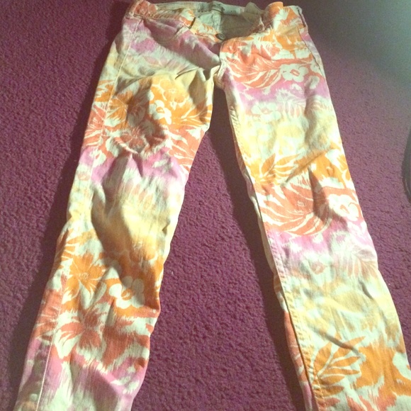 Orange Hawaiian Hollister pants