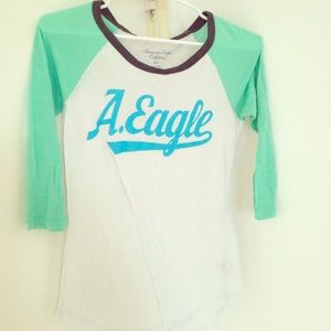 Green and White Baseball tee