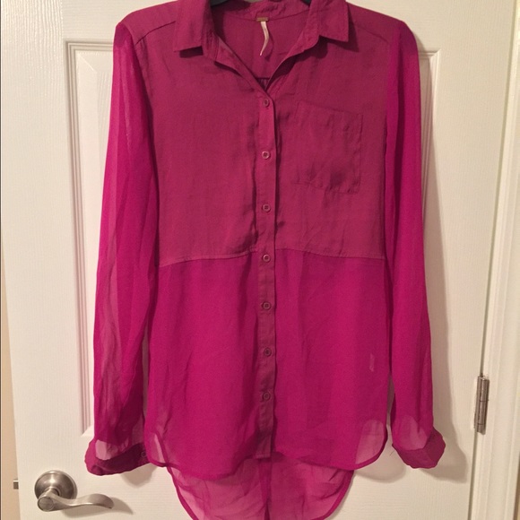 Free people flowy mixed material blouse