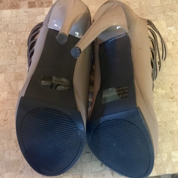 Taupe Caged Heels - Picture 2 of 4