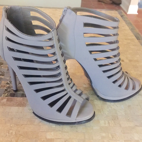 Taupe Caged Heels - Picture 3 of 4