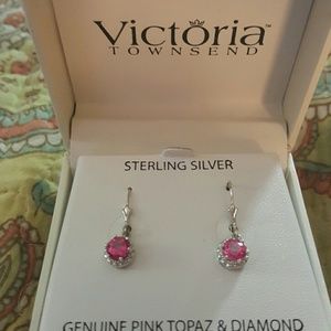 Pink topaz & diamond earrings