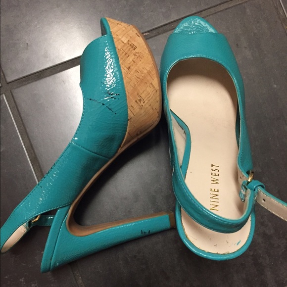 Nine West turquoise heels! Worn once