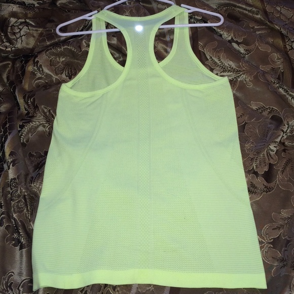 Neon green lululemon run swiftly tank