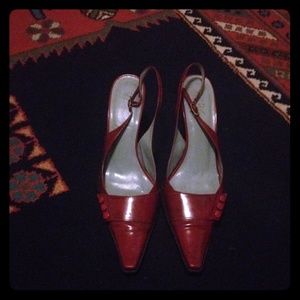 Red sling back heels