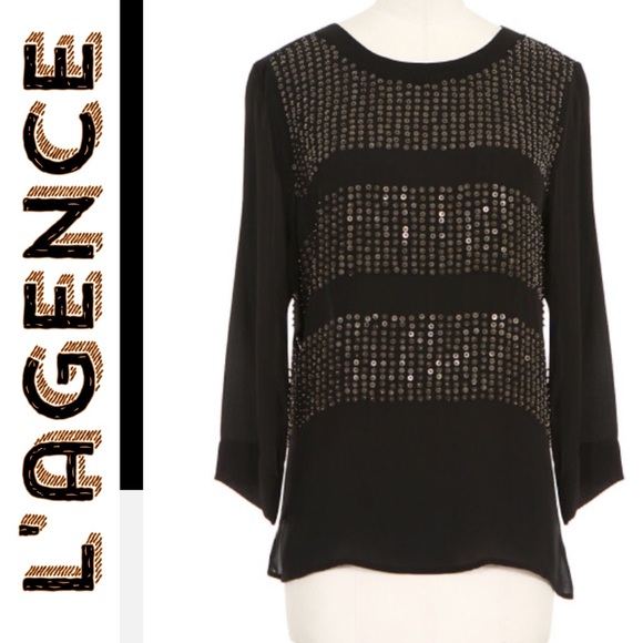 BNWT‼️L'agence silk sequins blouse - Picture 2 of 4