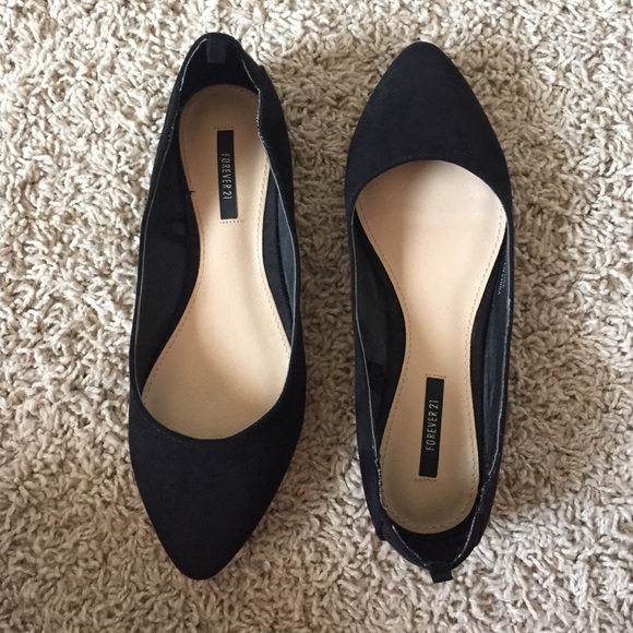 black suede pointed flats