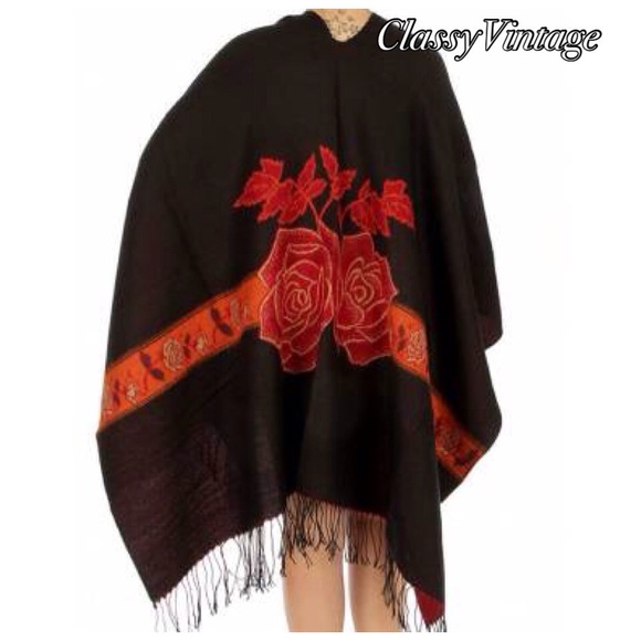 Boutique Jackets & Blazers - Stunning rose print cape. NWT