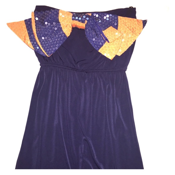 Navy blue dress orange and blue bow!