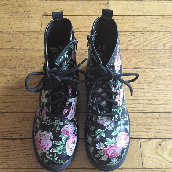 Floral combat boots