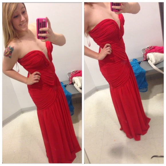 Red mermaid prom dress size 11 - Picture 2 of 3