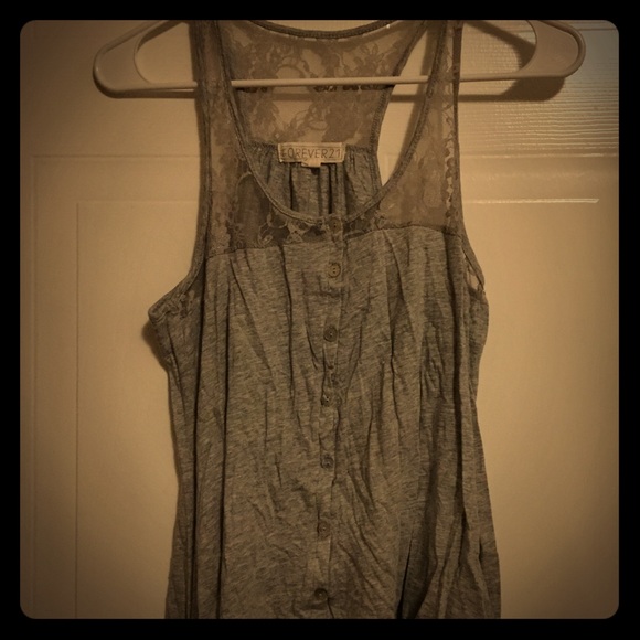 Gray tank with lace detail