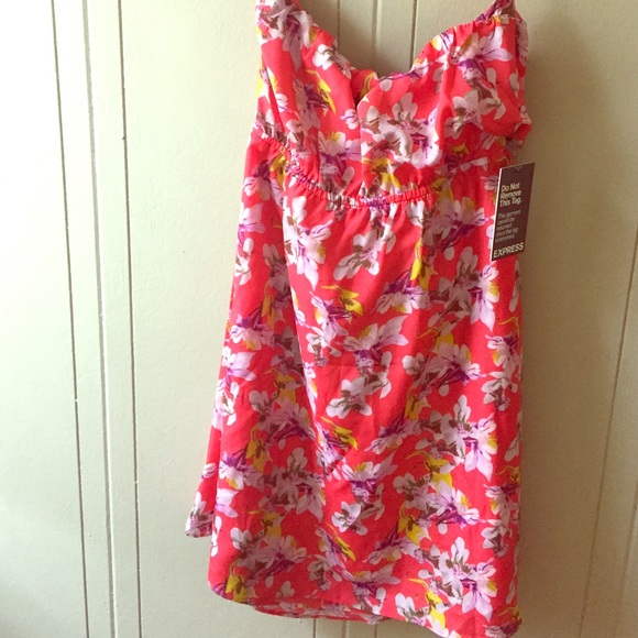 Express Floral Strapless Dress