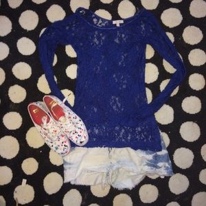 Blue lace top