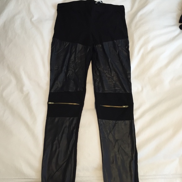 Forever 21 Faux Leather Leggings with Zippers