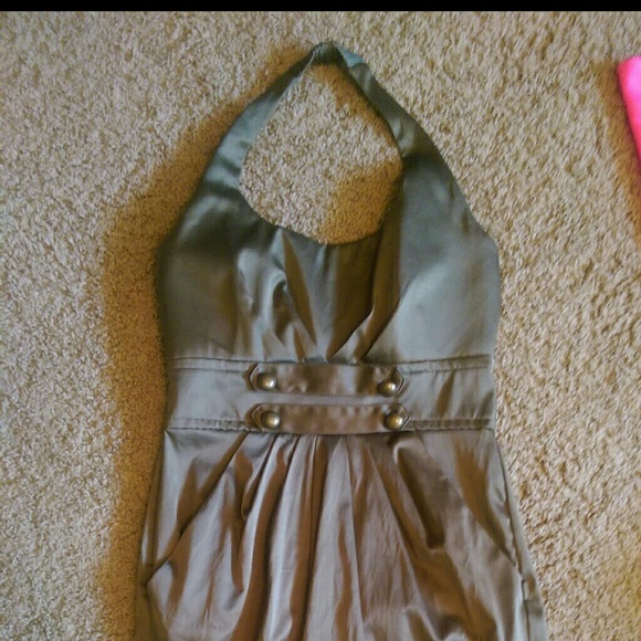 Olive green dress silk like material.