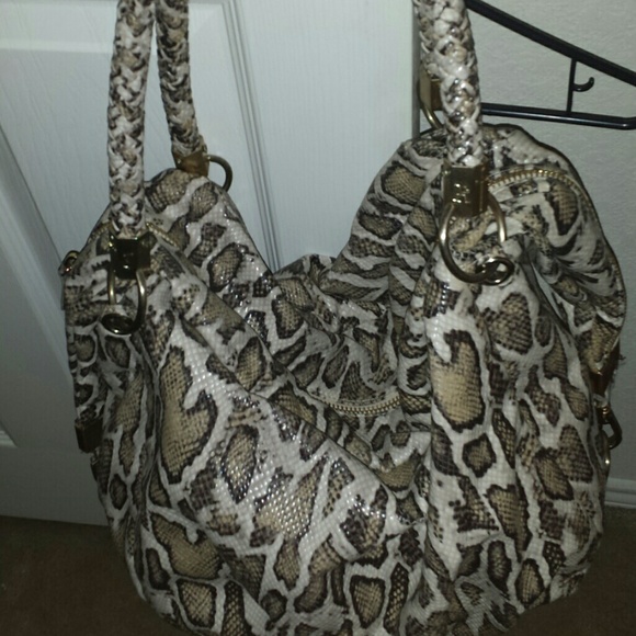 Faux Python oversized purse