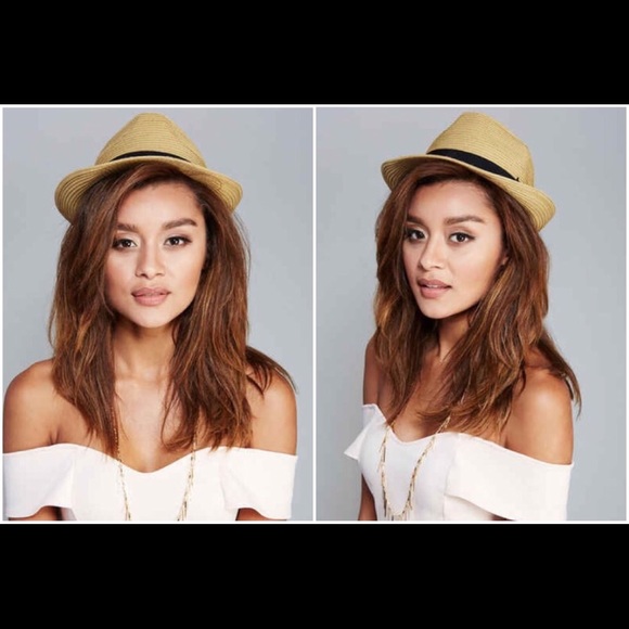NWT bow banded straw fedora in khaki