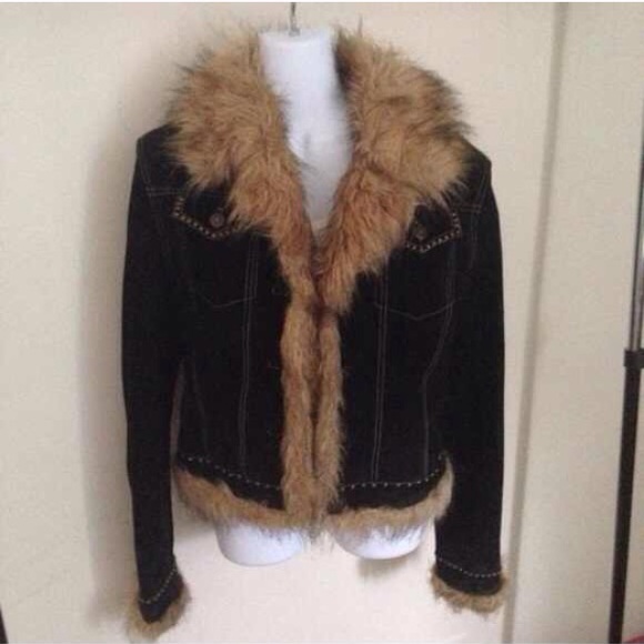 bebe Jackets & Blazers - ❄️Heavy duty black suede winter jacket with fur!❄️